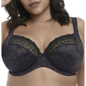 ELOMI Black Kim EL4340 Underwire Stretch Lace Plunge Bra Size 32J New